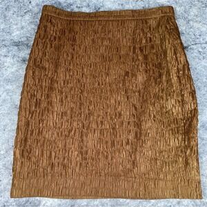 ESCADA Margetha Ley Germany Brown Crinkle A-Line Pencil Acetate‎ Skirt Size 42